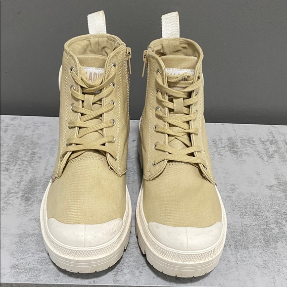 Palladium Beige Lace-Up High Top Athletic Boots Size 7 - Picture 2 of 16